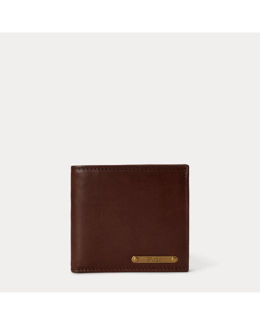 Polo Ralph Lauren Brown Burnished Leather Billfold Wallet for men
