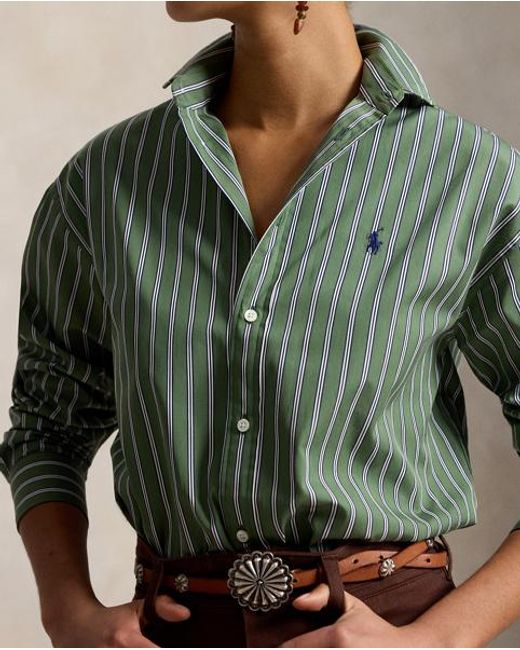 Polo Ralph Lauren Red Relaxed Fit Striped Cotton Shirt