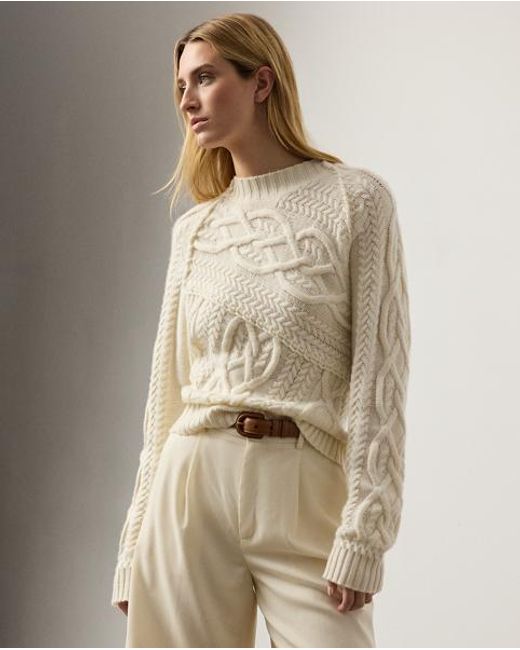 Ralph Lauren Natural Cable-Knit Cashmere Crewneck Jumper