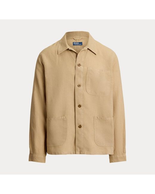 Ralph Lauren Brown Linen Utility Jacket for men