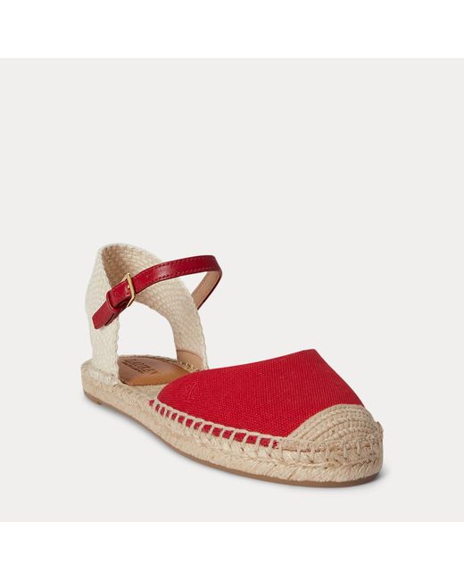Ralph Lauren Red Robby Canvas Espadrille Flat