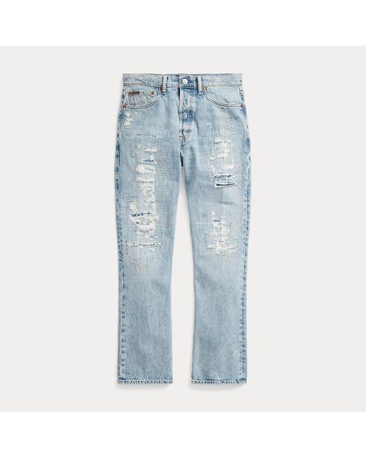 Jeans corti Relaxed Straight a vita alta di Polo Ralph Lauren in Blue