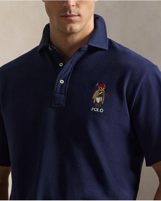 Ralph Lauren Blue Polo Bear Mesh Polo Shirt for men
