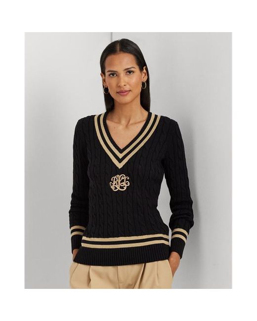Lauren by Ralph Lauren Black Ralph Lauren Cable-knit Cotton Cricket Sweater