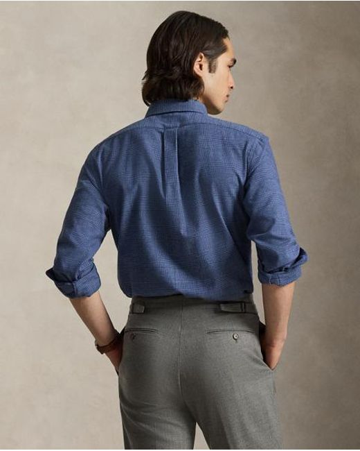 Polo Ralph Lauren Blue Custom Fit Plaid Performance Twill Shirt for men