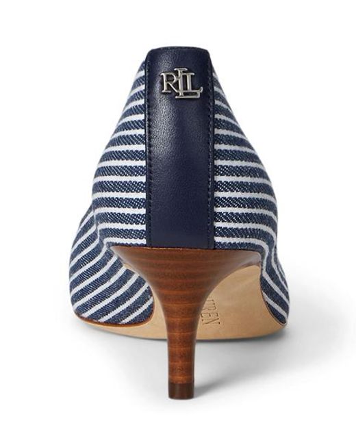 Ralph Lauren Blue Adrienne Striped Canvas Pump