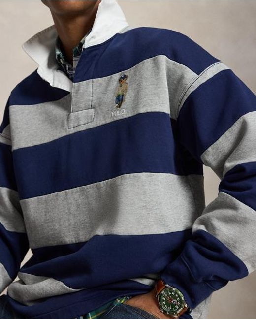 Ralph Lauren Blue Big Fit Polo Bear Rugby Sweatshirt for men