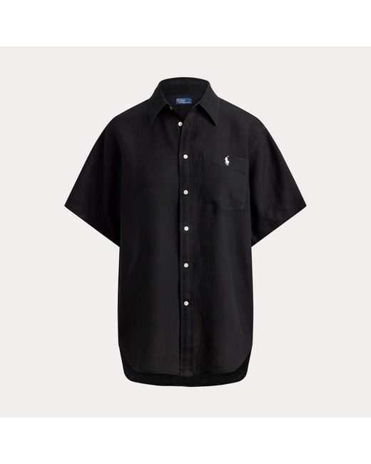Polo Ralph Lauren Black Oversize Fit Linen Short-Sleeve Shirt