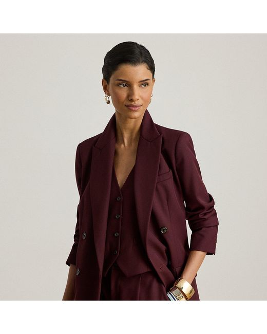 Ralph Lauren Brown Double-Breasted Wool-Blend Twill Blazer