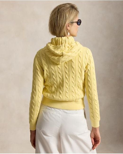 Polo Ralph Lauren Yellow Cable-Knit Cotton Full-Zip Hoodie