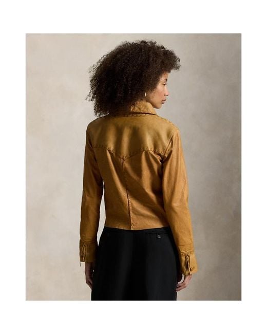 Ralph Lauren Brown Western Leather Shirt Jacket