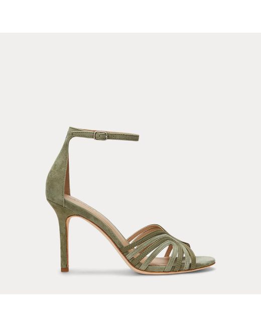 Sandales Allie À Lanières Daim Et Cuir Ralph Lauren en coloris Metallic