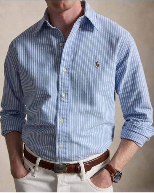 Camisa Oxford De Sirsaca Custom Fit Polo Ralph Lauren de hombre de color Blue