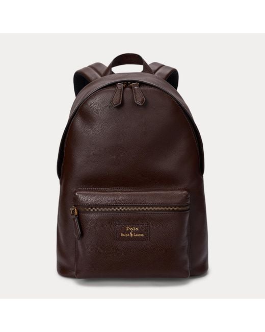 Polo Ralph Lauren Brown Pebbled Leather Backpack for men