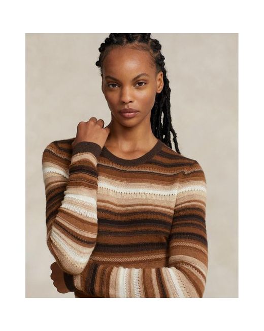 Polo Ralph Lauren Brown Gestreiftes Pulloverkleid mit Baumwolle