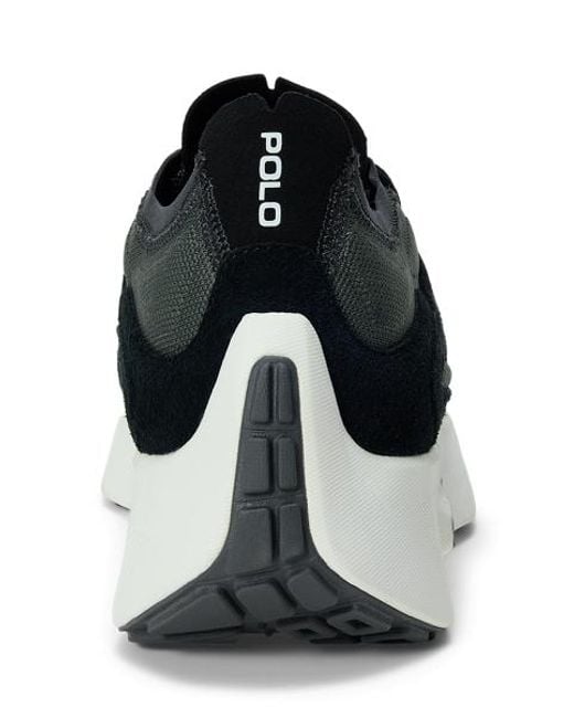 Polo Ralph Lauren Black Boerum Suede-Paneled Knit Sneaker for men