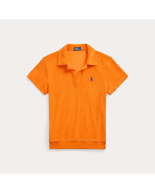 Ralph Lauren Shrunken Fit Terry Polo-shirt in het Orange