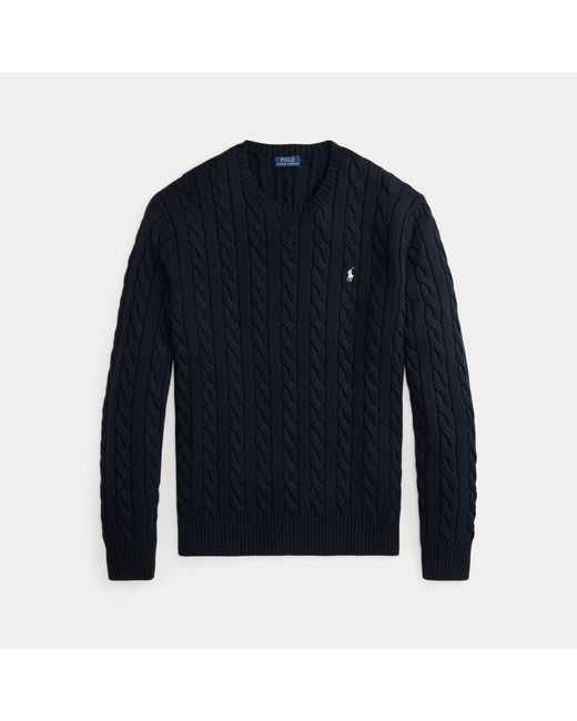 Ralph Lauren Blue Cable-Knit Cotton Sweater for men