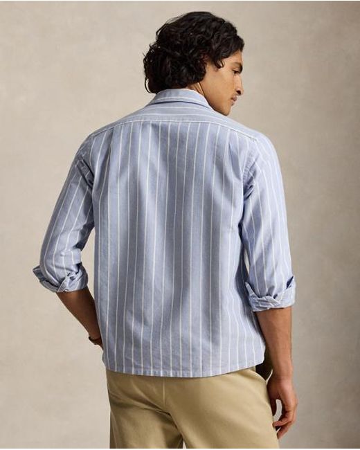 Polo Ralph Lauren Blue Classic Fit Striped Oxford Camp Shirt for men