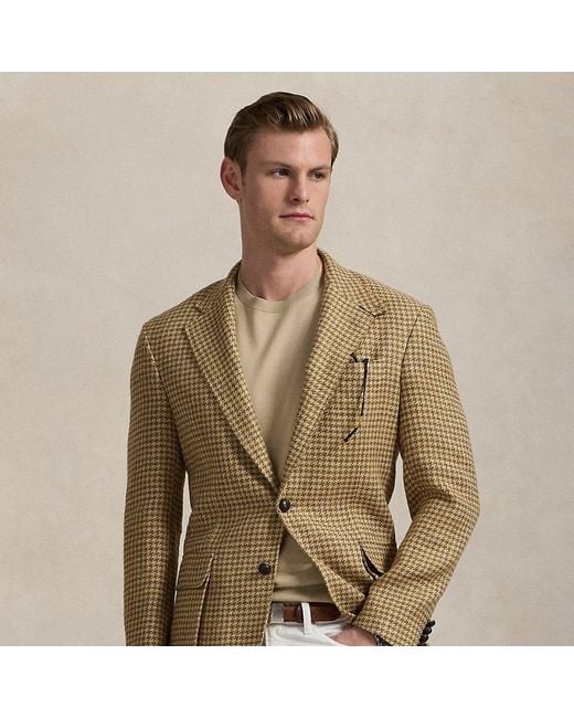 Polo Ralph Lauren Brown The Rl67 Houndstooth Linen-Blend Jacket for men