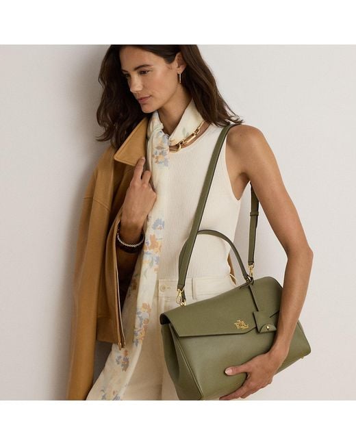Ralph Lauren Green Nappa Leather Medium Farrah Soft Satchel