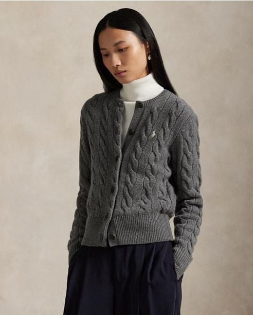 Polo Ralph Lauren Kabelgebreid Wol-Kasjmier Vest in het Gray
