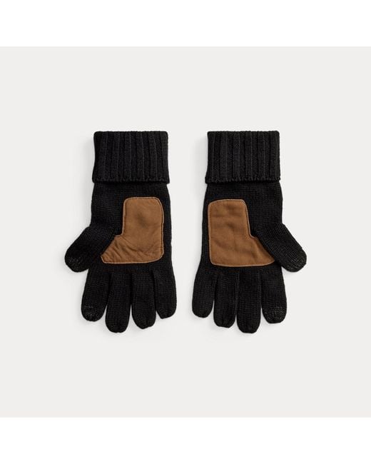Polo Ralph Lauren Black Wool Touch Screen Gloves for men