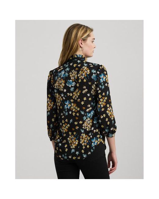 Camisa de georgette con flores Lauren by Ralph Lauren de color Black