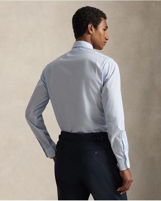 Polo Ralph Lauren Blue Custom Fit Striped Poplin Shirt for men