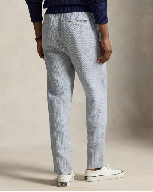 Polo Ralph Lauren Gray Lateef Slim Tapered Fit Linen Trouser for men