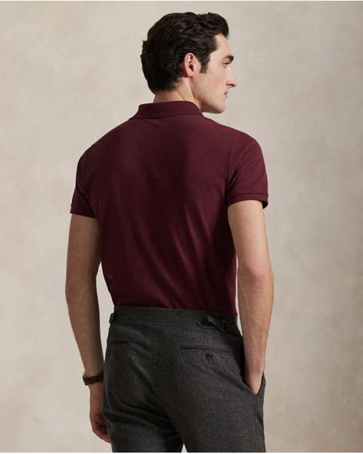 Polo Ralph Lauren Red The Iconic Custom Slim Fit Mesh Polo for men