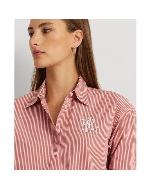 Camisa de paño de algodón con rayas Lauren by Ralph Lauren de color Pink