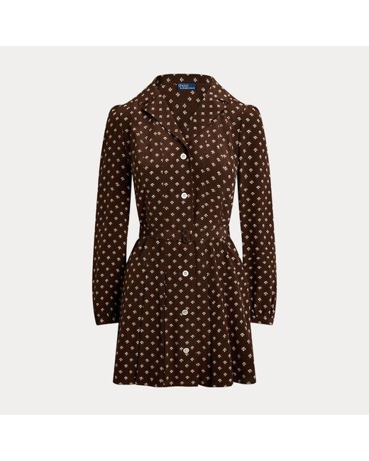 Abito mini in seta stampata di Ralph Lauren in Black