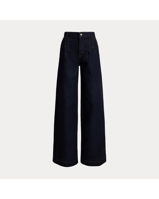 Jean Plissé Taille Haute Jambe Large Ralph Lauren en coloris Blue