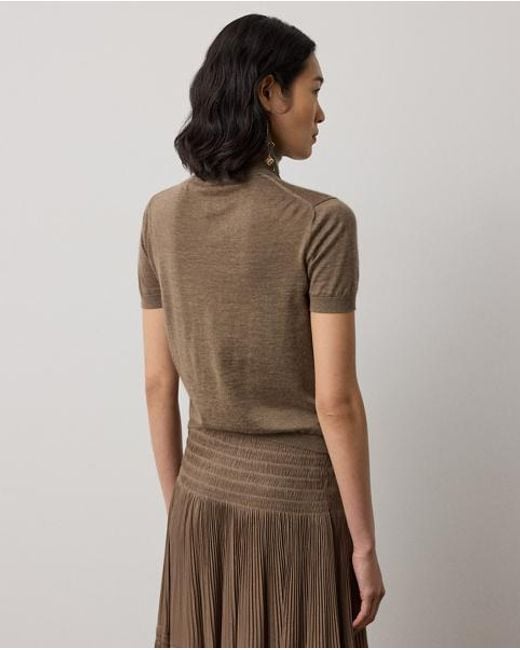 Ralph Lauren Brown Cashmere Short-Sleeve Roll Neck Jumper