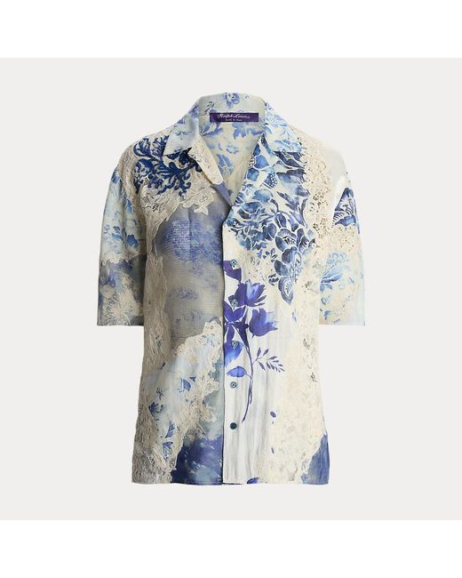 Ralph Lauren Collection Blue Patchwork-Kurzarmhemd Aislyng