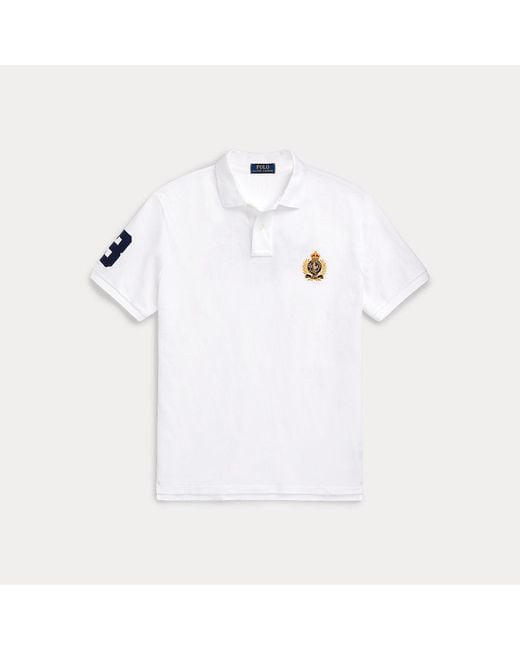 Polo Ralph Lauren Custom Slim Mesh Triple-pony Polo-shirt in het White voor heren
