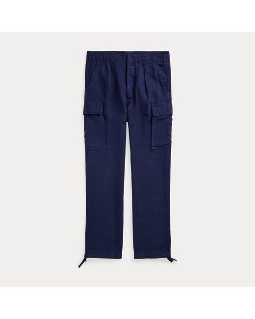 Polo Ralph Lauren Lateef Slim Fit Tapered Linnen Cargobroek in het Blue voor heren