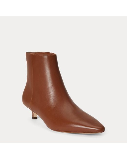 Ralph Lauren Brown Francesca Calfskin Bootie