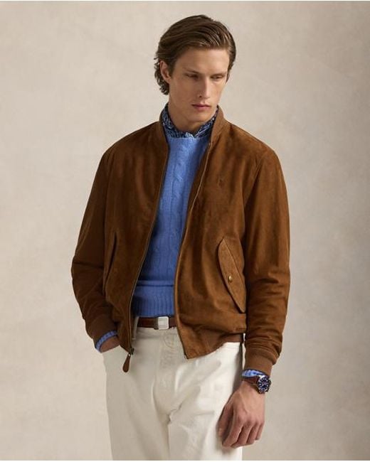 Polo Ralph Lauren Bomberjacke Aus Wildleder in Brown für Herren