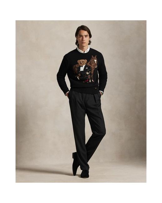 Ralph Lauren Black Polo Bear Wool Sweater for men