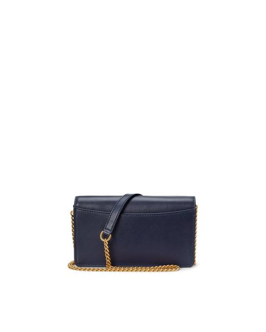 Ralph Lauren Blue Leather Crossbody Turn-lock Tech Case