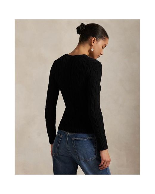 Maglia a girocollo in cotone a trecce di Polo Ralph Lauren in Black