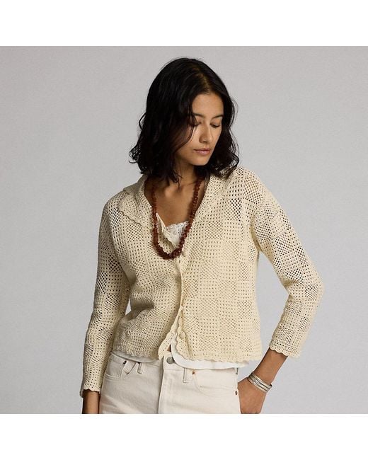 RRL Natural Handgehäkelter Cardigan Aus Baumwolle