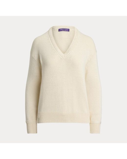 Ralph Lauren Natural Ralph Lauren Silk Jersey V-Neck Sweater