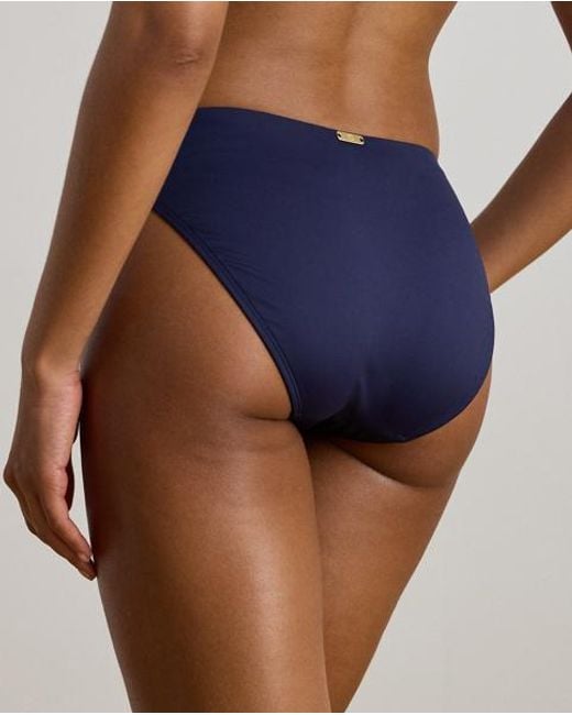 Ralph Lauren Blue Curved Mid-Rise Bikini Bottom