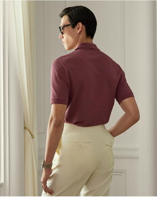 Ralph Lauren Red Custom Slim Fit Piqué Polo Shirt