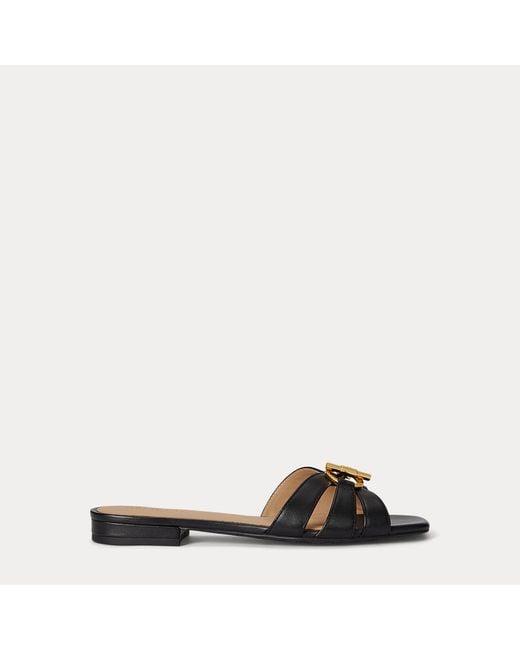 Ralph Lauren Black Blaike Nappa Leather Slide Sandal