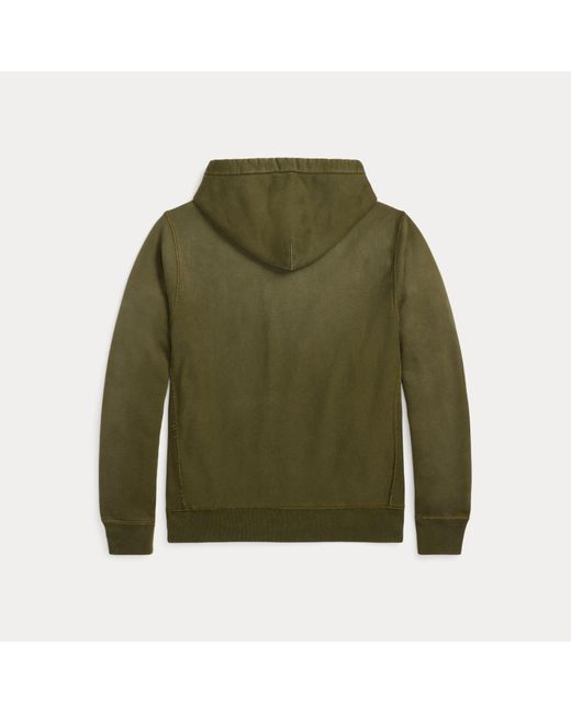RRL Green Garment-Dyed Fleece Hoodie for men