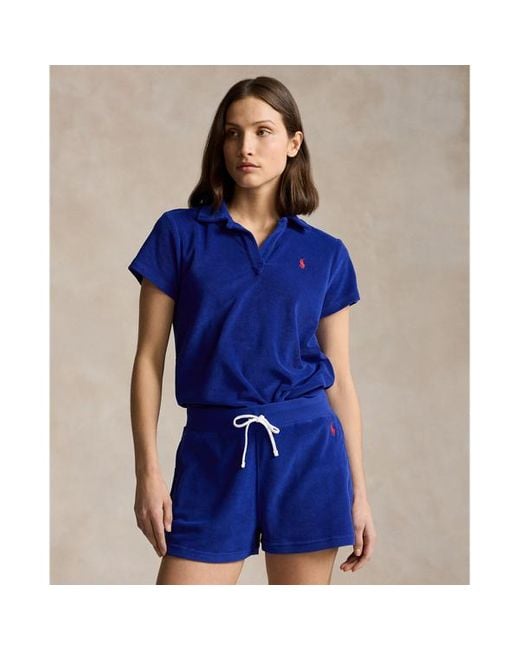 Polo Ralph Lauren Shrunken Fit Terry Polo-shirt in het Blue